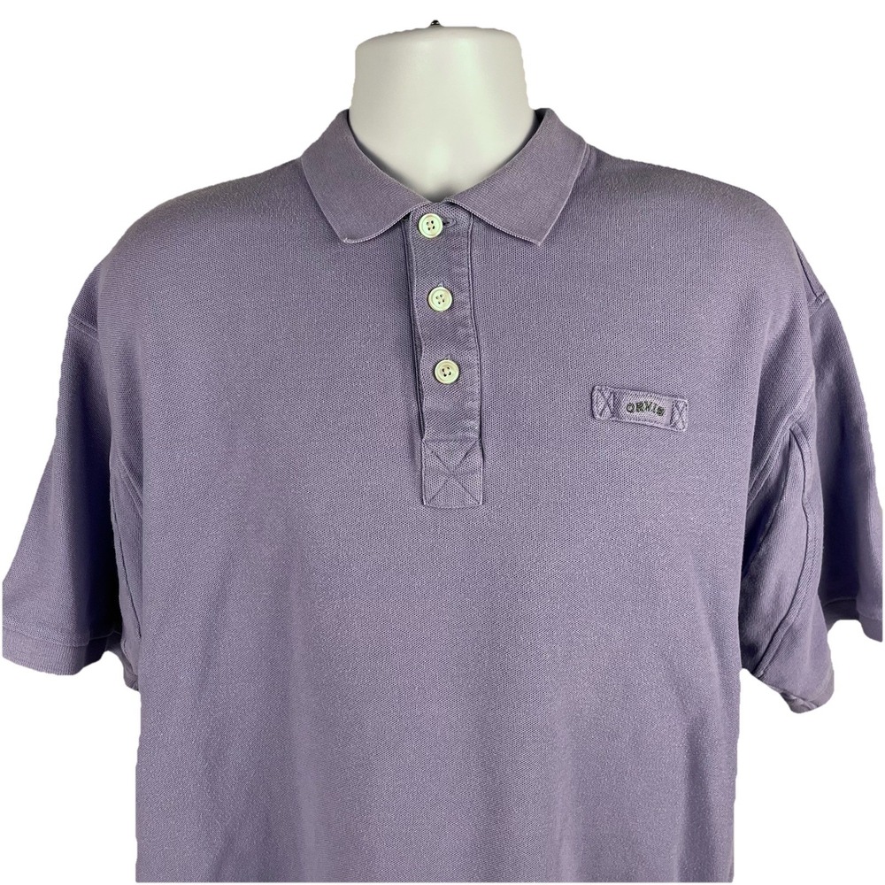 Orvis Cotton Pique Polo Shirt Men's Size Large‎ Light Purple Color